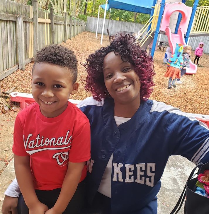 Happy Mom and her little boy having fun in the playground at a Preschool & Daycare Serving Hampton Roads, VA